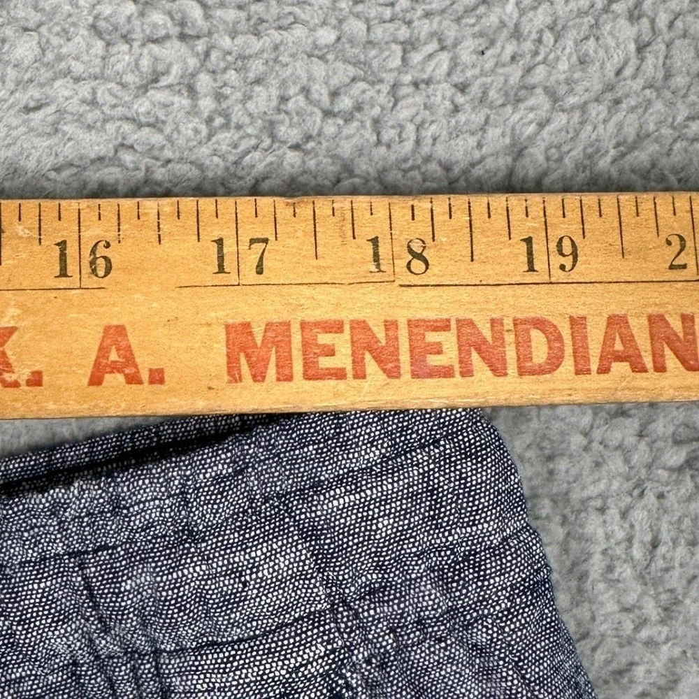 GAP Linen Blend Shorts Mens XL Blue Heather Casual Pull On Stretch Waist Pockets